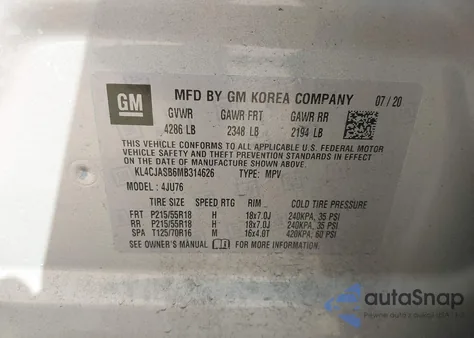 2021 Buick Encore Fwd Preferred z USA, uszkodzony, nr VIN KL4CJASB6MB314626